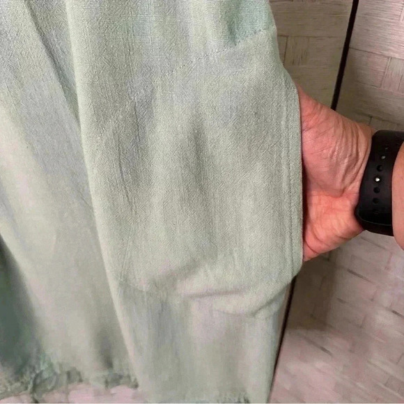 Ces Femme lightweight, distressed Gozzi cotton, mint green tunic with pockets - Picture 6 of 9